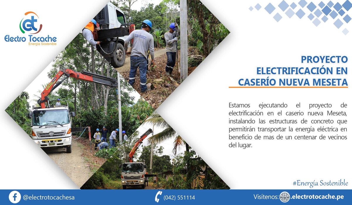 #ElectroTocache
                                        Caserío de Nuevo Meseta beneficiado con
                                        ampliación de energía

                                        eléctrica.