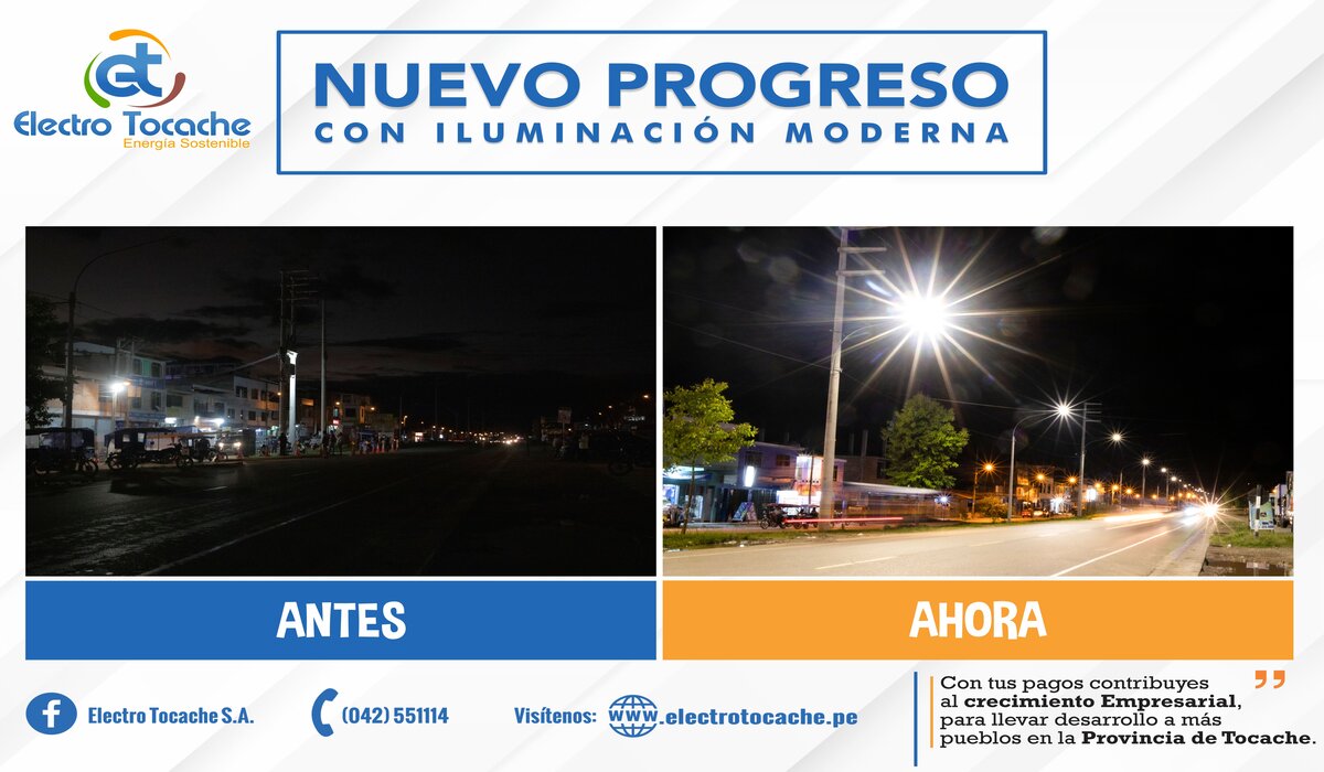 #ElectroTocache. Mejoramiento de alumbrado público con tecnología LED en el Distrito de Nuevo Progreso.