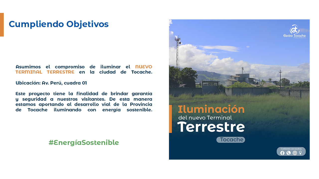 #ElectroTocache.
                                        Asumimos el compromiso de iluminar el
                                        nuevo terminal
                                        terrestre de la ciudad de Tocache,
                                        ubicado en la cuadra 01 de la Av. Perú.