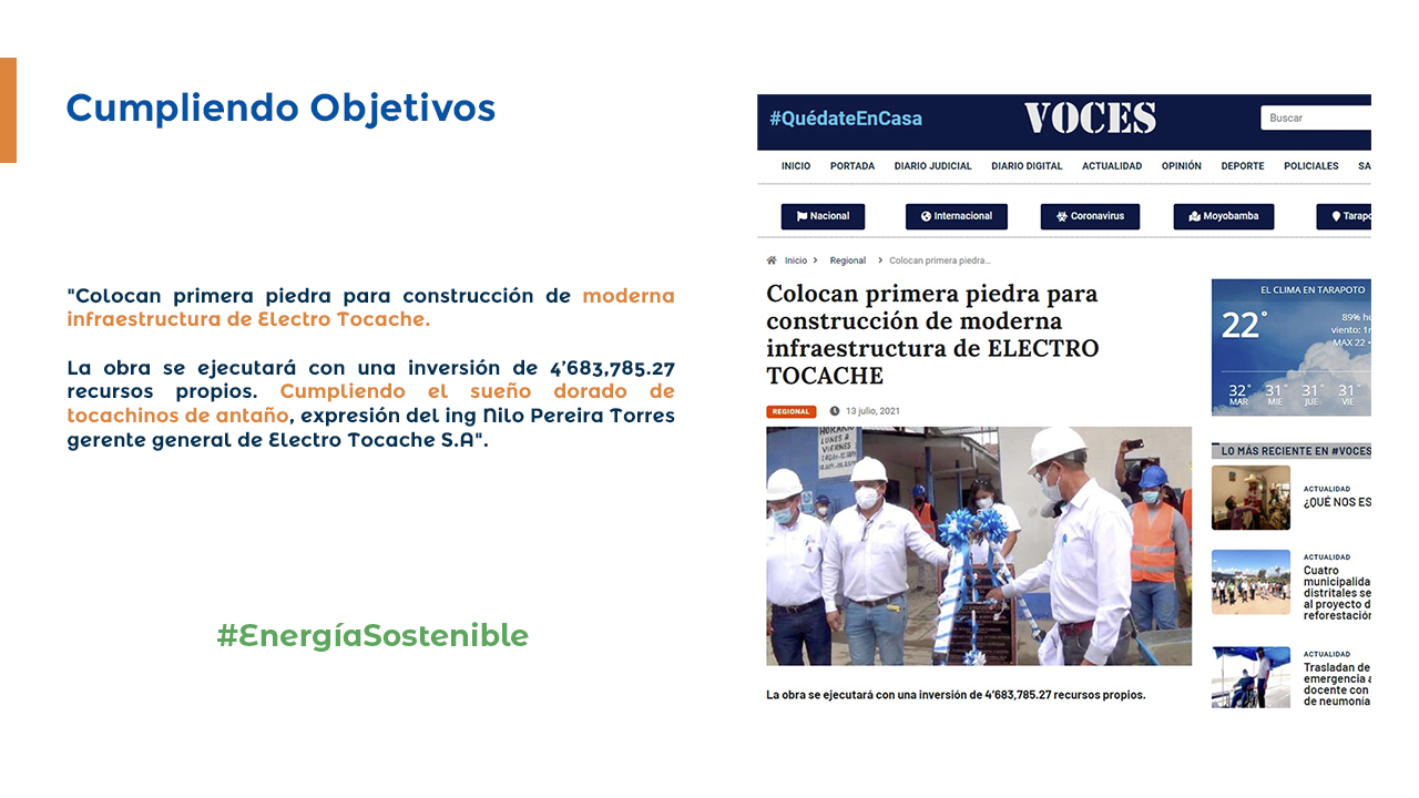 #ElectroTocache.
                                        Colocan

                                        primera piedra para construcción de
                                        moderna infraestructura de Electro
                                        Tocache.